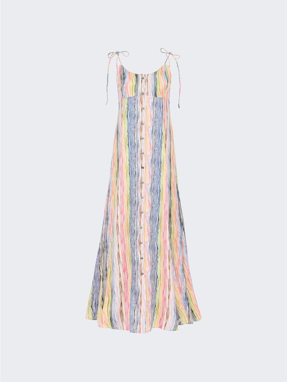 (NWT) Rosie Assoulin Pastel Multistripe Button-Front Maxi Dress - sz 2